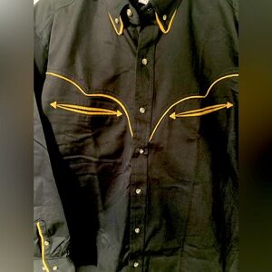 Alamosa Vintage SZ L Black Button-Up Cowboy Shirt 100% cotton, beautiful